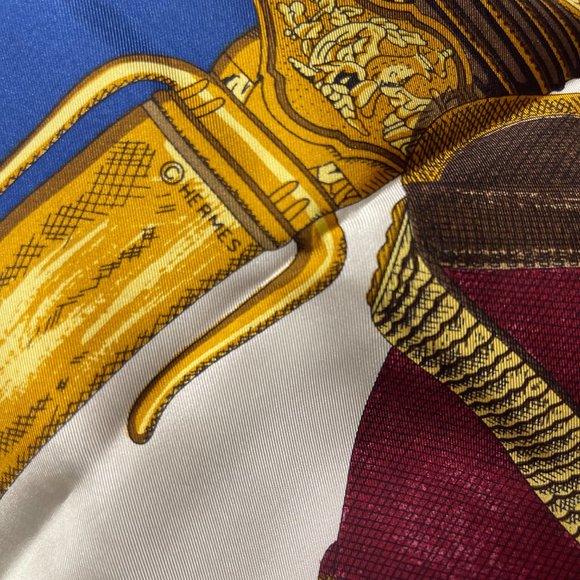 Hermes scarf Carre 90 Blue Silk100% - Picture 11 of 11